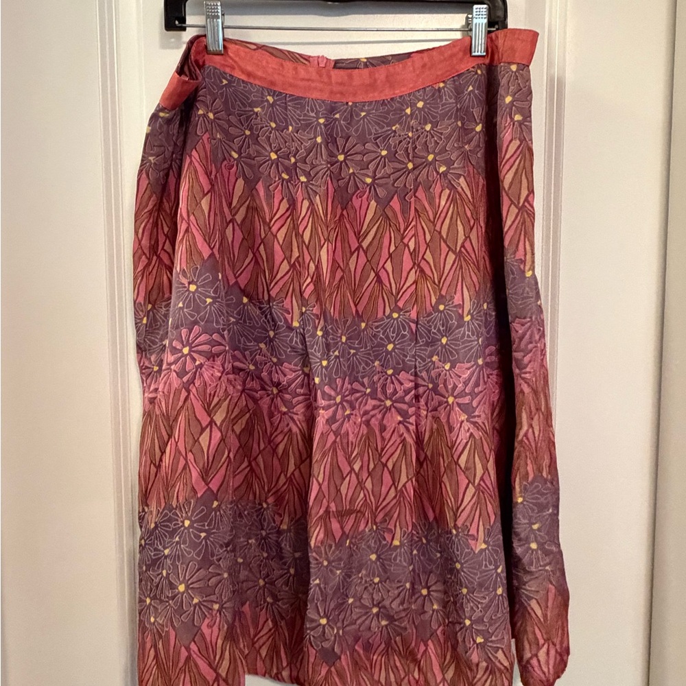 Floral A-Line Skirt in Pink and Purple